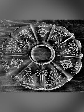 Fostoria Elegant Glass Divided Platter  - Baroque / Navarre